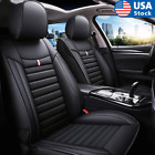 Full Set 5-sits Car Seat Cover Auto Front Rear Leather Protector Cushion Black
