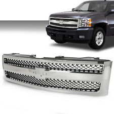 Front Bumper Grille Grill Insert Chrome Fit For 2007-2013 Chevy Silverado 1500