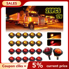 20pcs 34 Led Marker Lights Bullet Amber Red Truck Trailer Rv Round Side Lamps