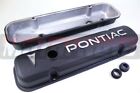 Pontiac Logo Black Powder Coat Aluminum Valve Cover 326 400 455 Hot Street Rod