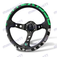 Green Stitch 320mm Vertex 1996 Leather Deep Dish Steering Wheel For Omp Momo Rac