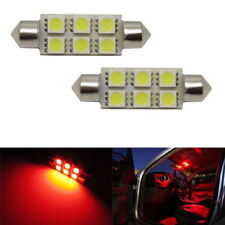 2 Red 6-smd Led Bulbs For Car Interior Dome Lights 1.72 Festoon 211-2 578