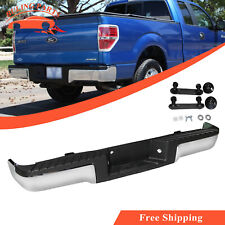 Chrome Complete Rear Step Bumper Wo Sensor Holes For 2009-2014 Ford F150 F-150
