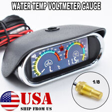 Digital Voltmeter Water Temp Temperature Gauge Lcd Alarm W Sensor 18 Universal.