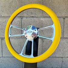 14 Billet Steering Wheel Muscle Yellow Vinyl Half Wrap Chevy Horn Licensed