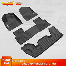 For 2023-2024 Honda Pilot Floor Mats All Weather Tpe Front Rear Row Carpet Liner