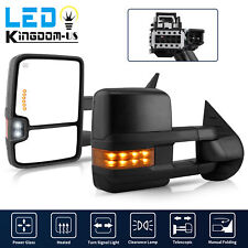 Led Amber Signal Tow Mirrors For 2007-2014 Chevy Silverado Sierra Power Heated