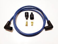 40 Old School Vintage Braided Cloth Blue Black Spark Plug Wire 7mm Copper Core