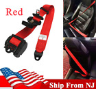 Red 3 Point Retractable Car Safety Seat Belts Wcurved Rigid Buckle Walarm Line