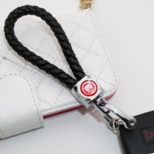For Jaguar Logo Emblem Key Chain Ring Bv Calf Leather Gift Decoration - Black