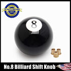 Universal No.8 Billiard Ball Gear Shifter Black Round Shift Knob W 3 Adapters