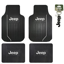 New Jeep Elite Series Logo Front Rear Back All Weather Rubber Floor Mats Black