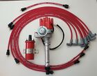Chevy 327 350 Small Female Cap Hei Distributor Red 45k Coil 8.5mm Plug Wires