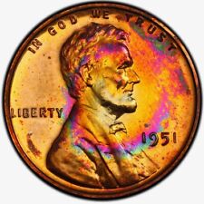Pr65rb 1951 1c Lincoln Wheat Proof Cent Pcgs Trueview- Rainbow Cello Toned