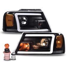 Fit For 04-08 Ford F-150mark Lt Led Drl Projector Headlights Headlamps Black