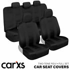 Solid Black Car Seat Covers Full Set Front And Rear Bench For Auto Truck Suv