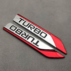 Pair Red Metal Turbo Side Wing Badge Chrome Fender Sport V6 V8 Emblem 3d Sticker