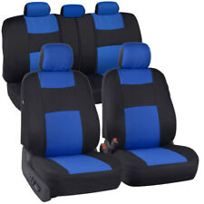 Blue Black Full Car Seat Covers Set Front Rear Wheadrest Covers Sedan Truck