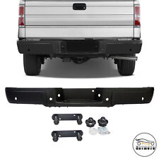 Black Rear Bumper For 2009-2014 Ford F150 F-150 With Parking Assist Sensor Holes