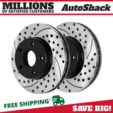 Front Drilled Slotted Brake Rotors Black Pair 2 For 2005-2014 Ford Mustang 3.7l
