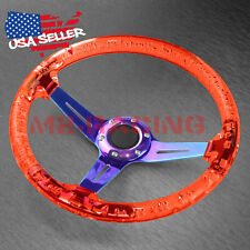Crystal Steering Wheel Red 6-holes 345mm Bubble Burnt Spoke Deep Dish Racing