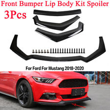 3pcs Black Front Bumper Lip Body Kit Splitter Spoiler For Ford Mustang 2018-2023