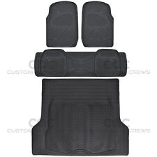 4pc Full Set All Weather Heavy Duty Rubber Black Suv Floor Mats Trunk Liner