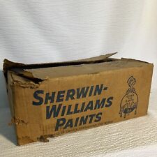 1940s Sherwin Williams Empty Box Enameloid White 13x9x5in Brown W Blue Printing