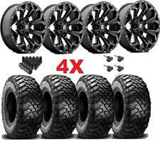20 Fuel Assault Black Wheels Rims 35 12.50 20 Mt Tires Tundra Ram Sequoia Xd
