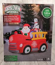 Airblown Inflatable Santa Driving Vintage Fire Truck Scene - Gemmy Lights Up New