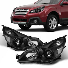 Pair Black Front Lamps Headlights Assembly For 2010-2014 Subaru Legacy Outback