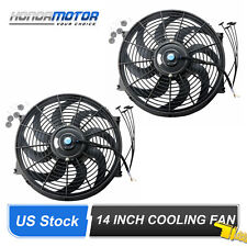 2 X 14 Inch Universal Slim Fan Push Pull Electric Radiator Cooling 12v Mount