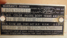 1960s Era Ford F100 Pickup Truck Body Tag Original Lk Rat Rod Patina