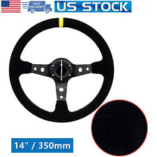 350mm14 Suede Leather Deep Dish Racing Steering Wheel For Most Car Omp