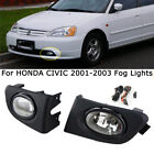 For Honda Civic 2001 2002 White Fog Lamp Driving Lights Kit Wwiring Switch