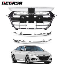 For Honda Accord 2018 2019 Front Bumper Grille Black Wchromeheadlight Molding