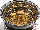 13x7 Rev 100 Spokes Center Gold Lowrider Wire Wheel Rims With Gold Knockoffs