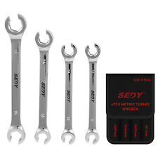 4pc Flare Nut Wrench Fully Polished Metric Mm Sae Brake Line Spaner With Pouch