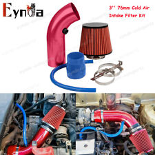 Car Cold Air Intake Filter 3 Power Flow Hose Induction Pipe Kit Aluminum Red