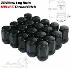 20 Black Lug Nuts 14x1.5 For Chevy Camaro Ss Dodge Challenger Charger Hellcat