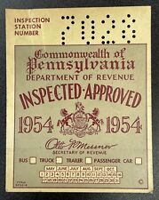 1954 Pennsylvania Inspection Sticker Pa Vtg Car Unissued Antique Dodge Ford Chey