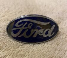Vintage Original 1930s Ford Small Enamel Spring Clip Radiator Emblem