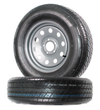 2-pk Radial Trailer Tire On Rim St20575r15 20575-15 5 Lug Silver Modular Wheel