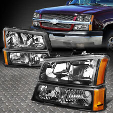For 03-06 Chevy Silverado Avalanche Headlights Bumper Signal Lamps Black Housing