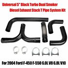 5 Black Turbo Dual Smoker Diesel Exhaust Stack T Pipe System Kit Universal