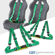 2x 4-point Green Adjustable Racing Seat Belts Harness Safety Shoulder Straps