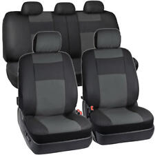 Black Charcoal Gray Two Tone Pu Leather Car Seat Covers 5 Headrests Full Set