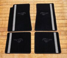For Mustang Floor Mats Carpet Set Black With White Stripe Set Of4 Fits 1964-73