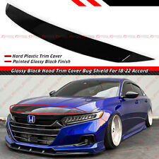 For 18-22 Honda Accord Gloss Black Front Bumper Upper Hood Trim Cover Bug Shield