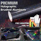 Holographic Brushed Aluminum Gray Rainbow Car Vinyl Wrap Sticker Sheet Decal